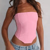Top da donna asimmetrico a fascia con cinghie e vita attillata alla moda