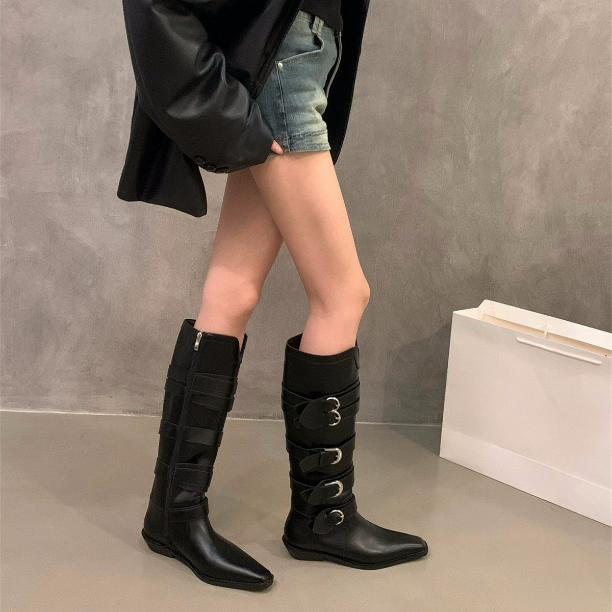 Stivali Maillard marroni con tacco spesso e punta, scarpe da donna