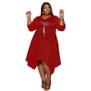 Plus Size Printed Irregular Swing Pocket Dress