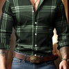 3D Digital Printing Striped Plaid Men's Long Sleeve Shirt