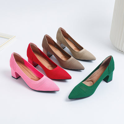 Sandali estivi casual da donna con punta a punta e tacco spesso, cavi