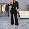 Women's Fashion Elegant Lady Solid Color Belt Sets Western Suit