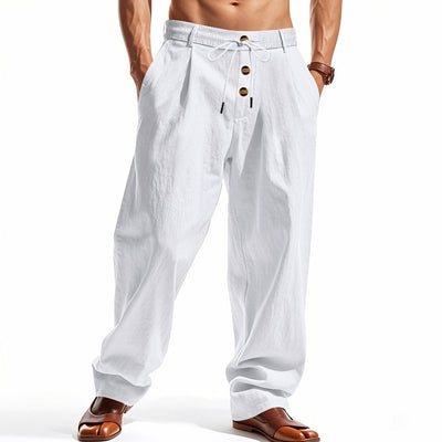 Men's Breathable Cotton Linen Loose Leisure Sports Trousers