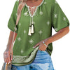 Bohemian Casual V-neck Short-sleeve Printed Blouse