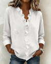Camicia in cotone a maniche lunghe con balze