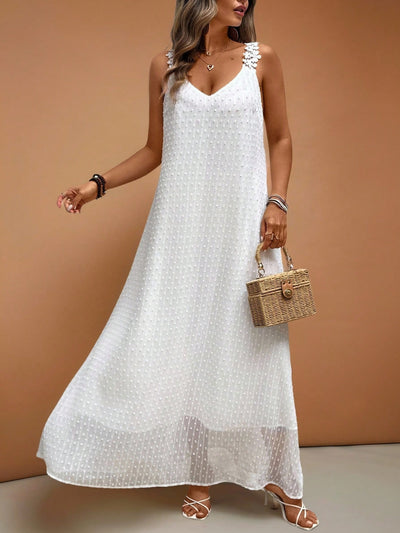 Womens Solid-Color Lace Hollow-Out Suspender Dress