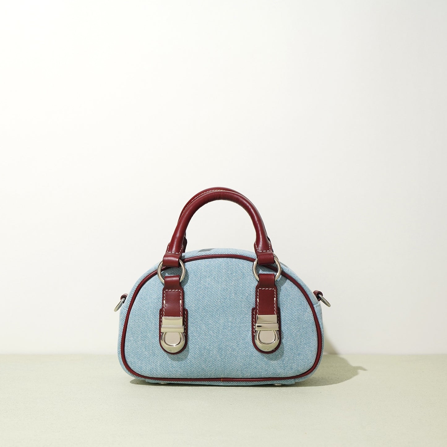 First Layer Cowhide With Denim Bun-shaped Bag