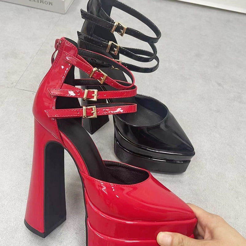 Women's Fashion Pointed Patent Leather High Heels