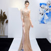 Nuovo Banchetto Elegante Riunione Annuale Lungo Host Profondo V Sexy Abito da Sera a Sirena con Paillettes