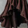 Western Brown High-Low Eco Suede Ruffle Maxi Skirt