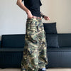 Retro Camouflage Wash Pocket Wide Leg Pants
