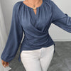 Womens Woven Long-sleeve Top With Tie Detailing And An Asymmetrical Hem
