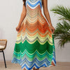 Ladies' Neck Hanging Peacock Element Printed Casual Dress