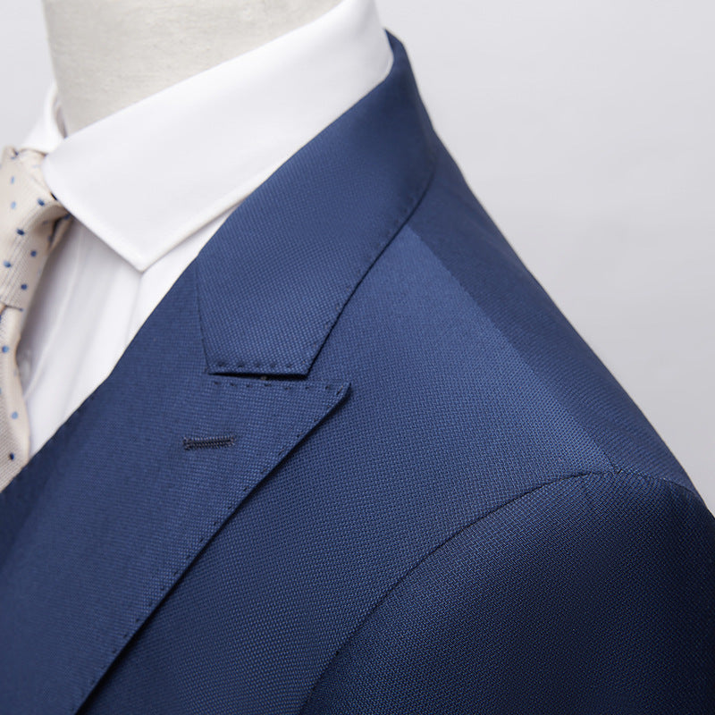 Abito tre pezzi casual da uomo, slim fit, blu scuro, stile British Coreano