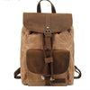 Waterproof Outdoor Travel Crazy Horse Leather Casual Nylon Men's Backpack Canvas Bag