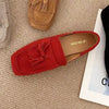 Square Head Soft Sole Shoes Women's All-matching Tassel Shallow Mouth Non-slip One Pedal Loafer