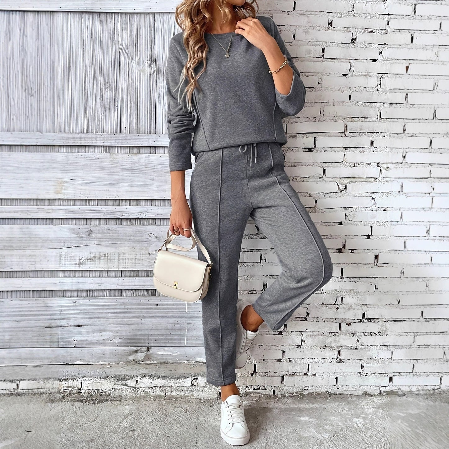 New Fashion Casual Loose Sweater Trousers Two-piece Set