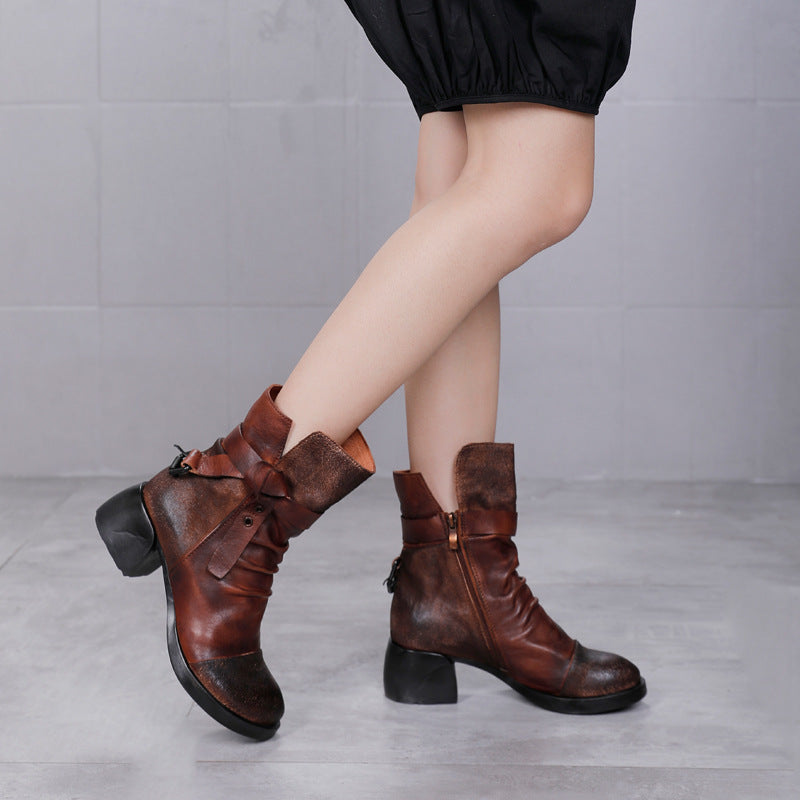 Fashion Personality Women's Retro Chunky Heel Ankle Boots