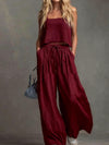 Womens Two-piece Set Loose-fitting Vest And Wide-leg Pants