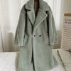 Lapel Lamb Fleece Coat With Pockets Faux Fur Coat Winter Warm Thickening Long Windbreaker Women's Clothing