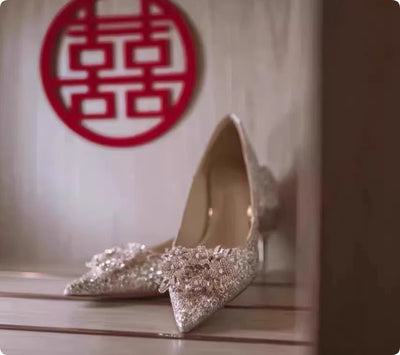Xiuhe Wedding Dress, Two Wearing Crystal Shoes, Bridal Shoes, Female