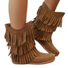 Plus Size Retro Tassel Mid-calf Heel Martin Boots