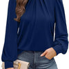 Women's Long Sleeve Small Turtleneck Solid Color Pleated