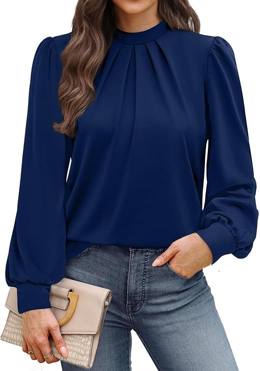 Women's Long Sleeve Small Turtleneck Solid Color Pleated