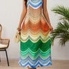 Ladies' Neck Hanging Peacock Element Printed Casual Dress