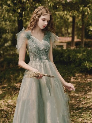 Damigella d'onore Gonna lunga Abito da sposa femminile Ospite Riunione annuale Cena Verde