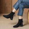 French Style Suede Boots Chunky Heel Thin Women's