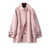 Cappotto di lana snellente a vita media in cashmere double-face da donna