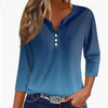 Women's T-shirt V-neck Half-open Tube Three-button Printed 34 Sleeves Top