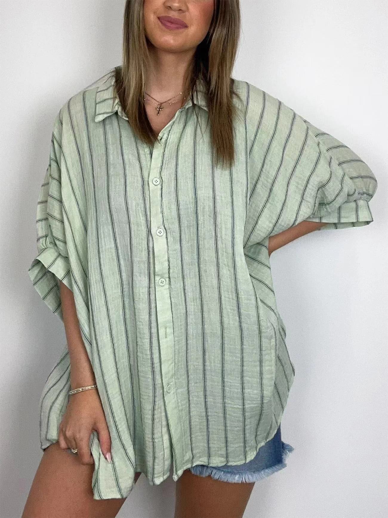 Camicia casual a righe a vestibilità ampia