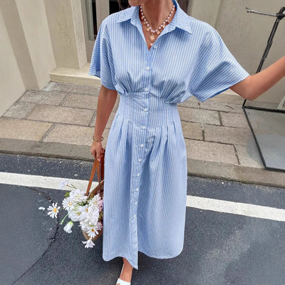 Fitted-waist Dress With A Slit At The Hem