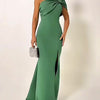 Green Bow Tube Top Evening Dress