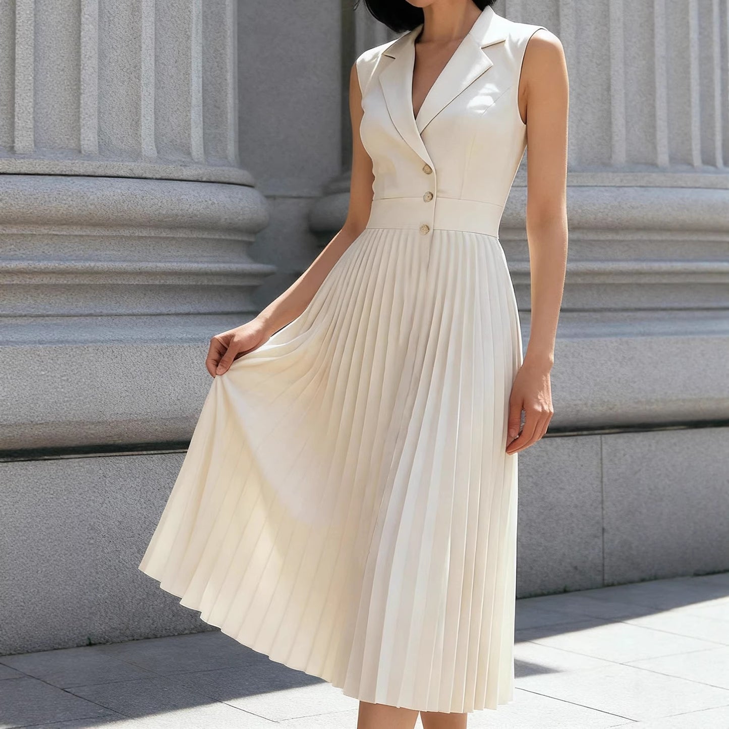 Sleeveless Elegant Commuter Long Dress