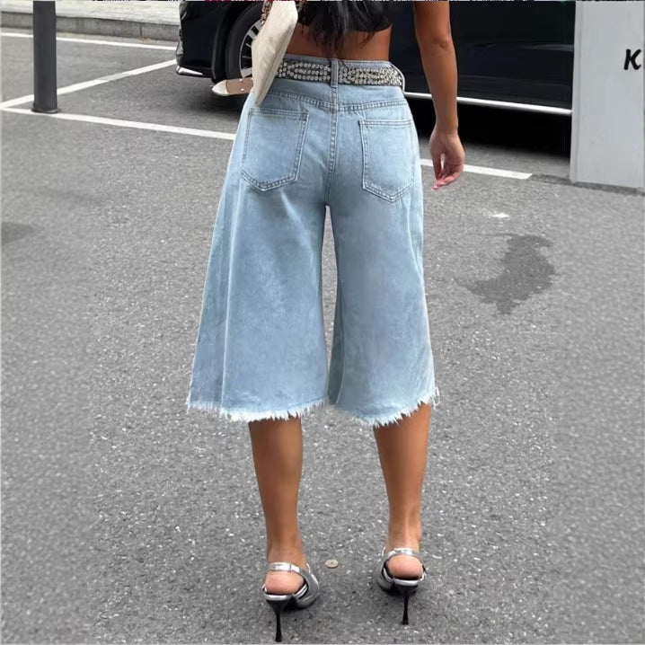 Slim Stylish Niche Relaxed-fit Capri Denim Jeans