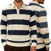 Business Knitwear Striped Contrasting Color Button Long Sleeve