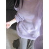 Women's Round Neck Purple Blouse Loose Hollow Out Lightweight Sweater