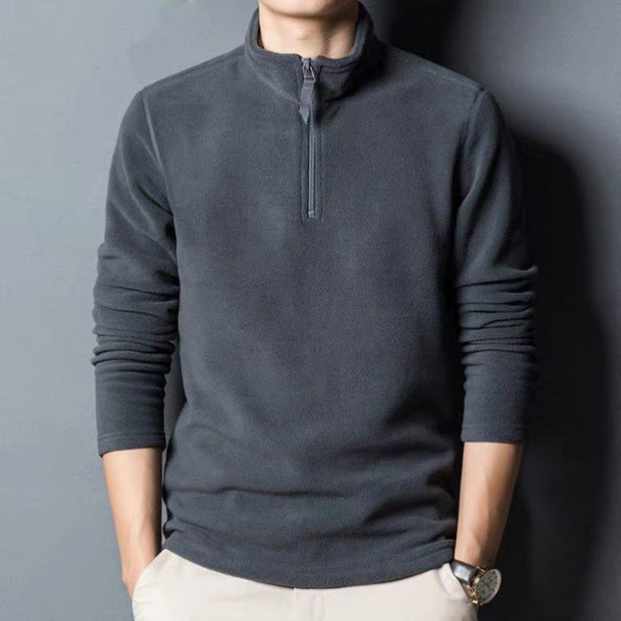 Felpa da Uomo in Pile a Collo Alto con Cerniera, a Maniche Lunghe, Versatile per l'Inverno