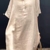 New Solid-color Casual Cotton-linen Long Dress With A Turn-down Collar And Buttons