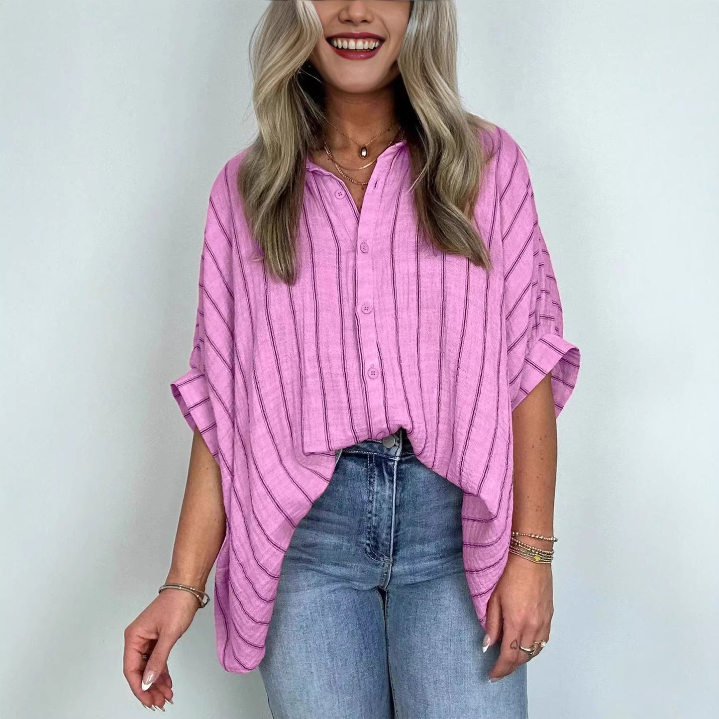 Camicia casual a righe a vestibilità ampia