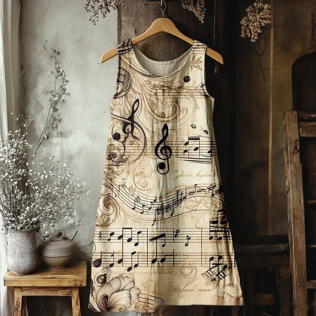 Womens Sleeveless V-Neck 3D Printed Dress