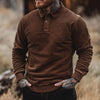 Retro Solid Color Corduroy Polo Collar Long Sleeve Sweatshirt