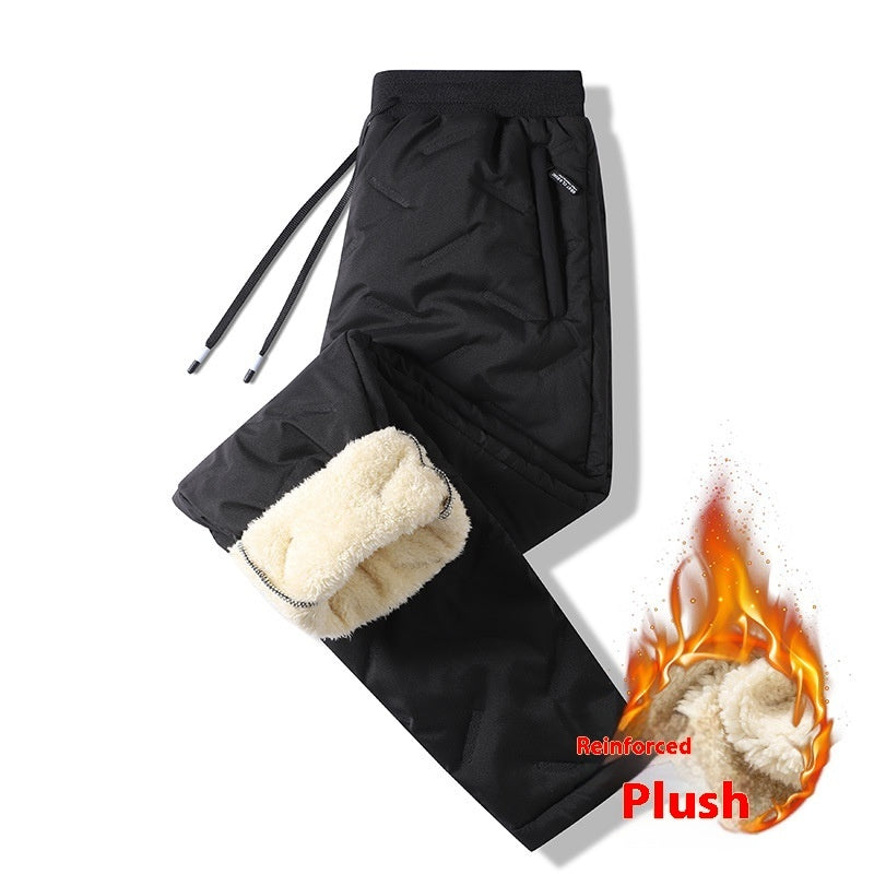 Men's Winter Windproof Warm Tactical Pants Loose Plus Size Fleece-lined