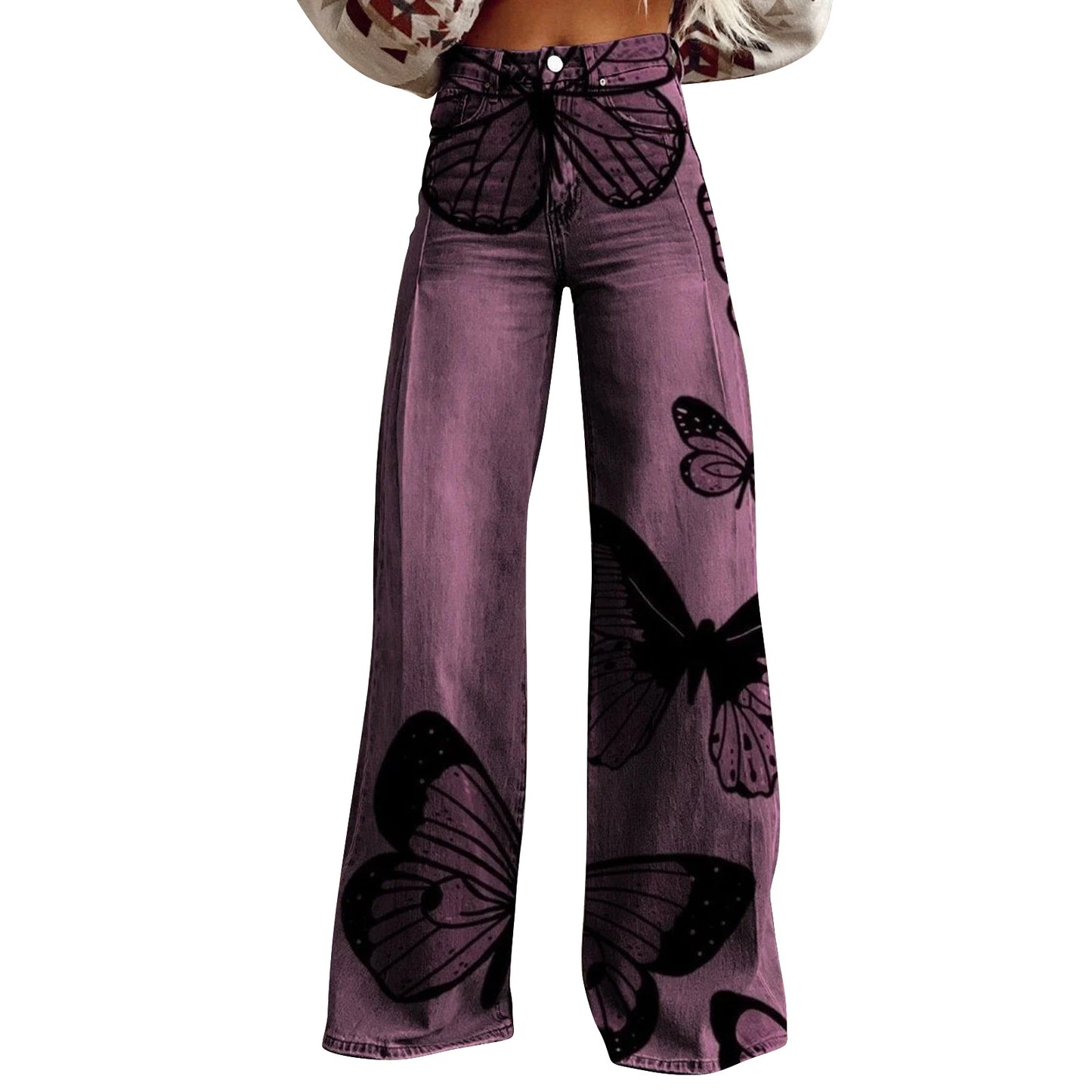 American And European-style Womens Flared Denim Jeans Made From Pure Cotton