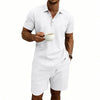 Set di pantaloncini e camicia a maniche corte casual da uomo in lino