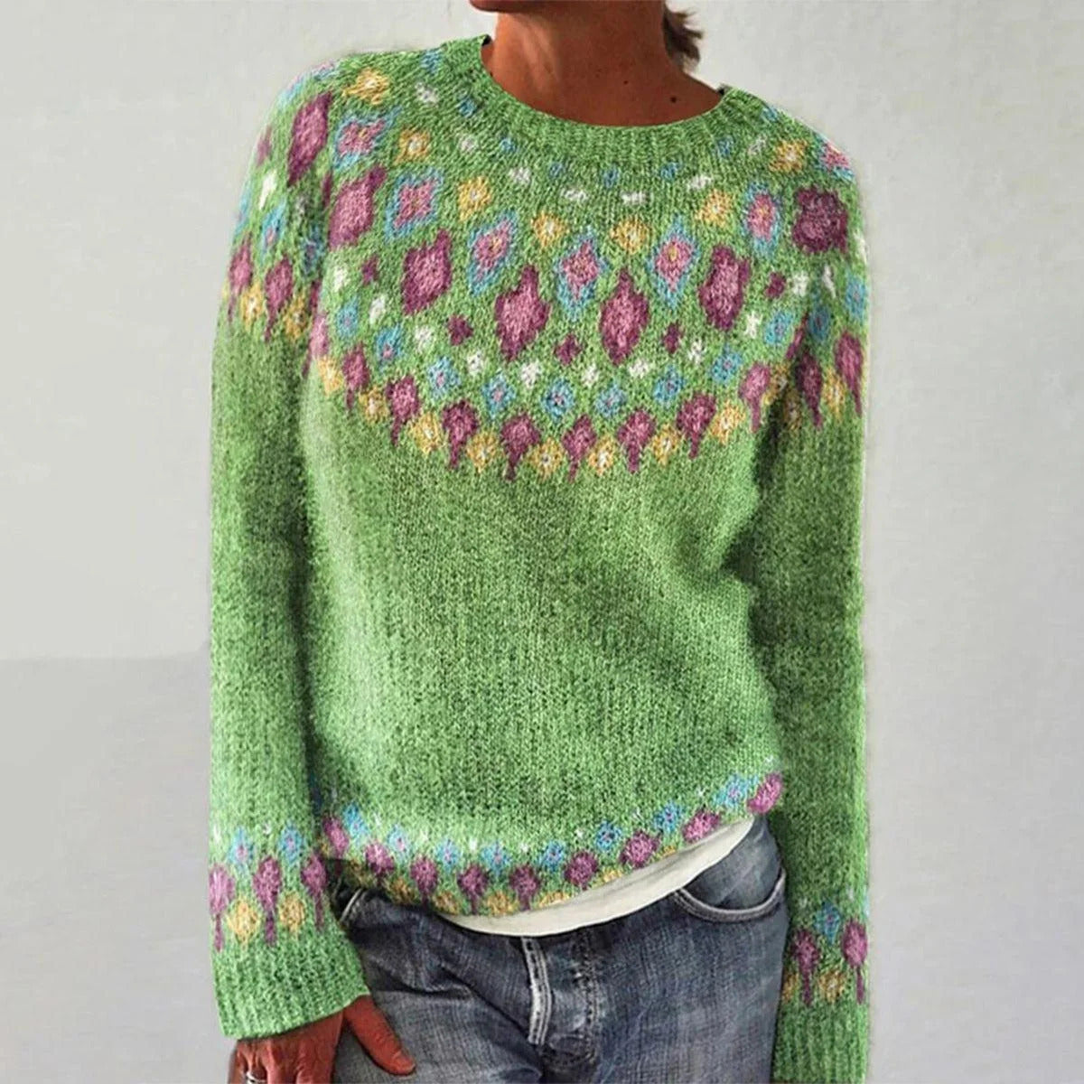Ladies' 3D Printed Sweater Casual Loose Long Sleeved Knitted Top - A Fashionable And Comfortable Choice For Daily Wear
