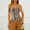 Bodycon Backless Printed Sequined Snake-Print Tube Top